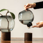 Luxury Easy Glass Vase | Transparent Pedestal Bud Vase for Living Room Table, Creative Chinese Art Flower Pot for Fresh Flower Arrangement