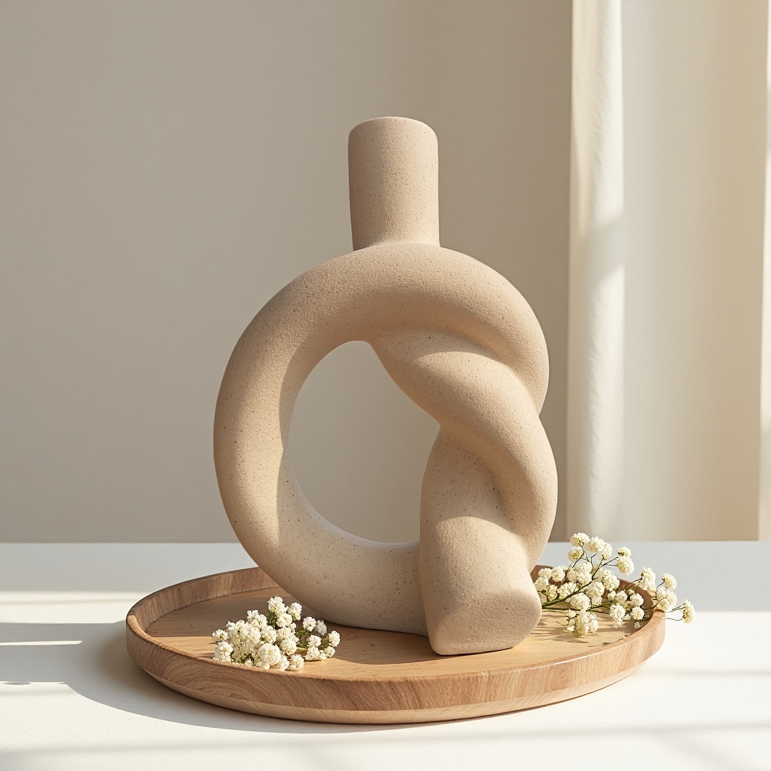 Handcrafted Ceramic Vase A Small-Sized Tabletop Vase with a Ceramic Matte End, Perfect for Home Decor, Decorative Vase, Candle Holder for Incense, in a Modern Minimalist Style, Featuring a Knot Design, Handcrafted