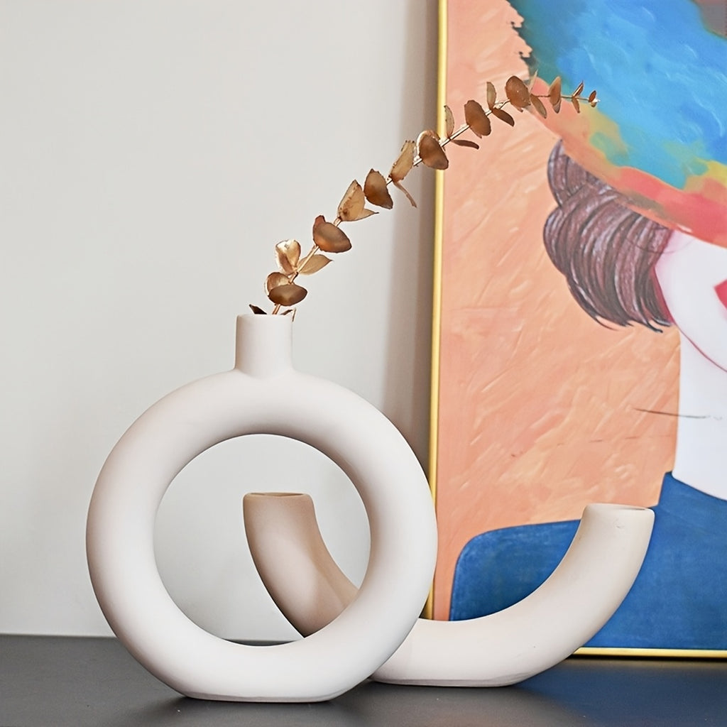 Elegant Vase Nordic Style 1pc Simple and Elegant Vase Furniture | High-End Living Room Soft Decoration Creative Accent