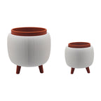 2pcs 3D Printed Artistic Vase Set | Large & Small Sizes, Decorative Cylinder Bud Vases in Geometric Pattern for Home & Office Desktops, Contemporary Style, Plastic Material