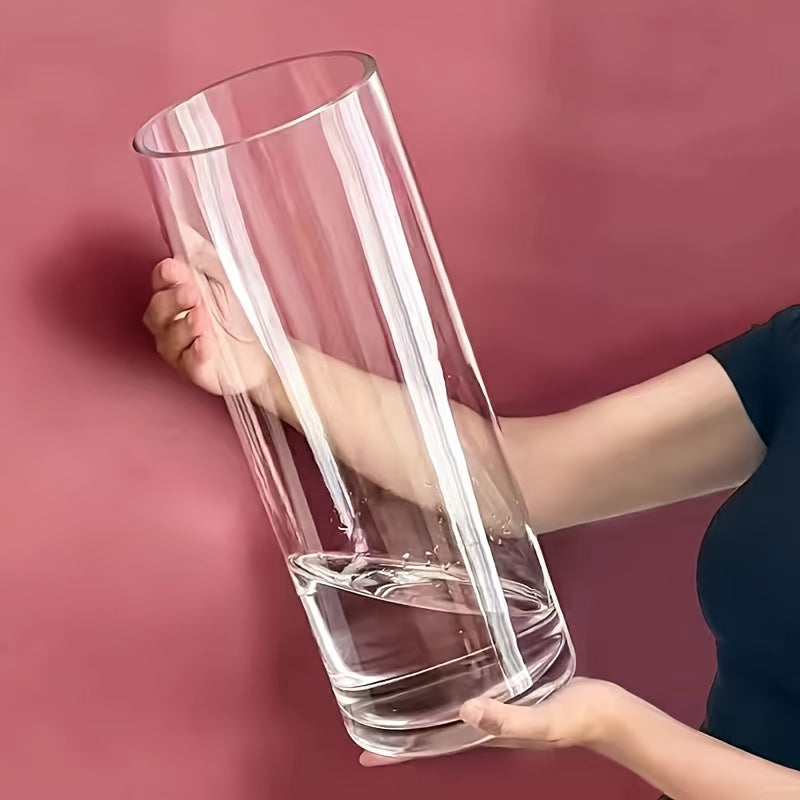 1pc • Acrylic Shatterproof • Large Diameter Transparent Vase • Straight Cylindrical Vase for Displaying Flowers