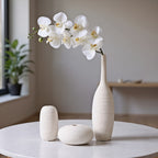3pcs Bohemian Ceramic Vase with Striped Bell\u002FShelf Vase - Minimalist Vertical Stripes, Decorative Flower Holder Suitable for Living Room, Desk, Shelf Decor - Scandinavian Modern Decorative Vases