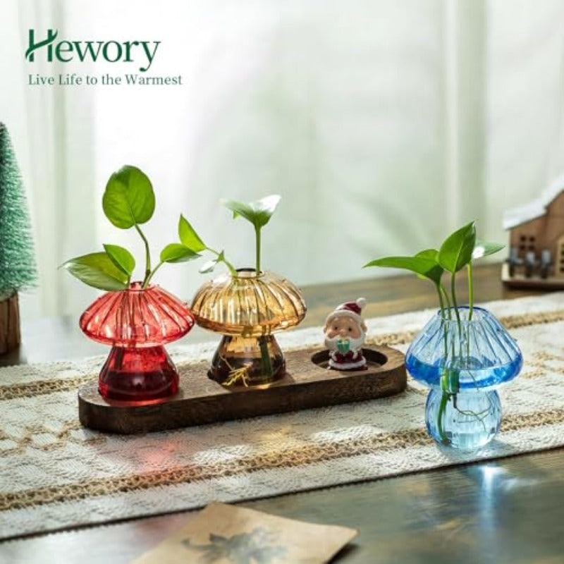 omcri4PCS Unique Small Vases for Flowers and 3PCS Glass Propagation Station
