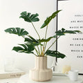 2 Premium Artificial Plastic Green Plants & Vase Set • Realistic Fake Plants for Home, Christmas, Wedding Decoration