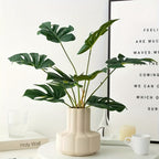 2 Premium Artificial Plastic Green Plants & Vase Set • Realistic Fake Plants for Home, Christmas, Wedding Decoration