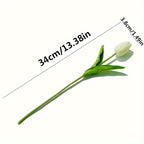 A Set of Home Decorations, 10pcs White Tulip Artificial Flowers + 1 Creative Small Vase, Desktop Ornaments, Fashionable Spiral White Vase - Nordic Style, Suitable for Home, Kitchen, Living Room, Bedroom Decoration Perfect Choice, Valentine'S Day