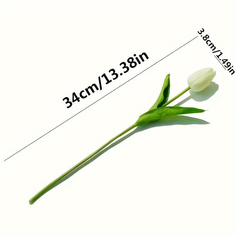 A Set of Home Decorations, 10pcs White Tulip Artificial Flowers + 1 Creative Small Vase, Desktop Ornaments, Fashionable Spiral White Vase - Nordic Style, Suitable for Home, Kitchen, Living Room, Bedroom Decoration Perfect Choice, Valentine'S Day