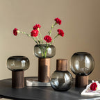 Luxury Easy Glass Vase | Transparent Pedestal Bud Vase for Living Room Table, Creative Chinese Art Flower Pot for Fresh Flower Arrangement