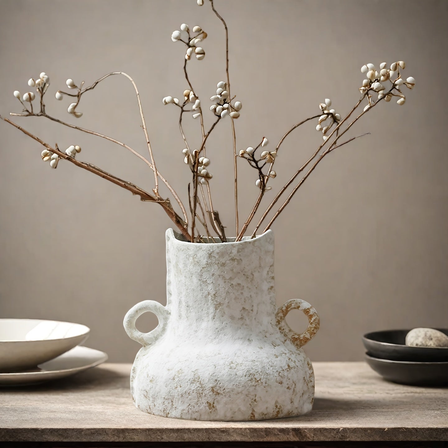 A Rustic Ceramic Vase Suitable for Fresh Or Artificial Flowers, Perfect for Decorating The Living Room, Bedroom, Study, Or As a Home Decor Piece | Vintage Style Vase