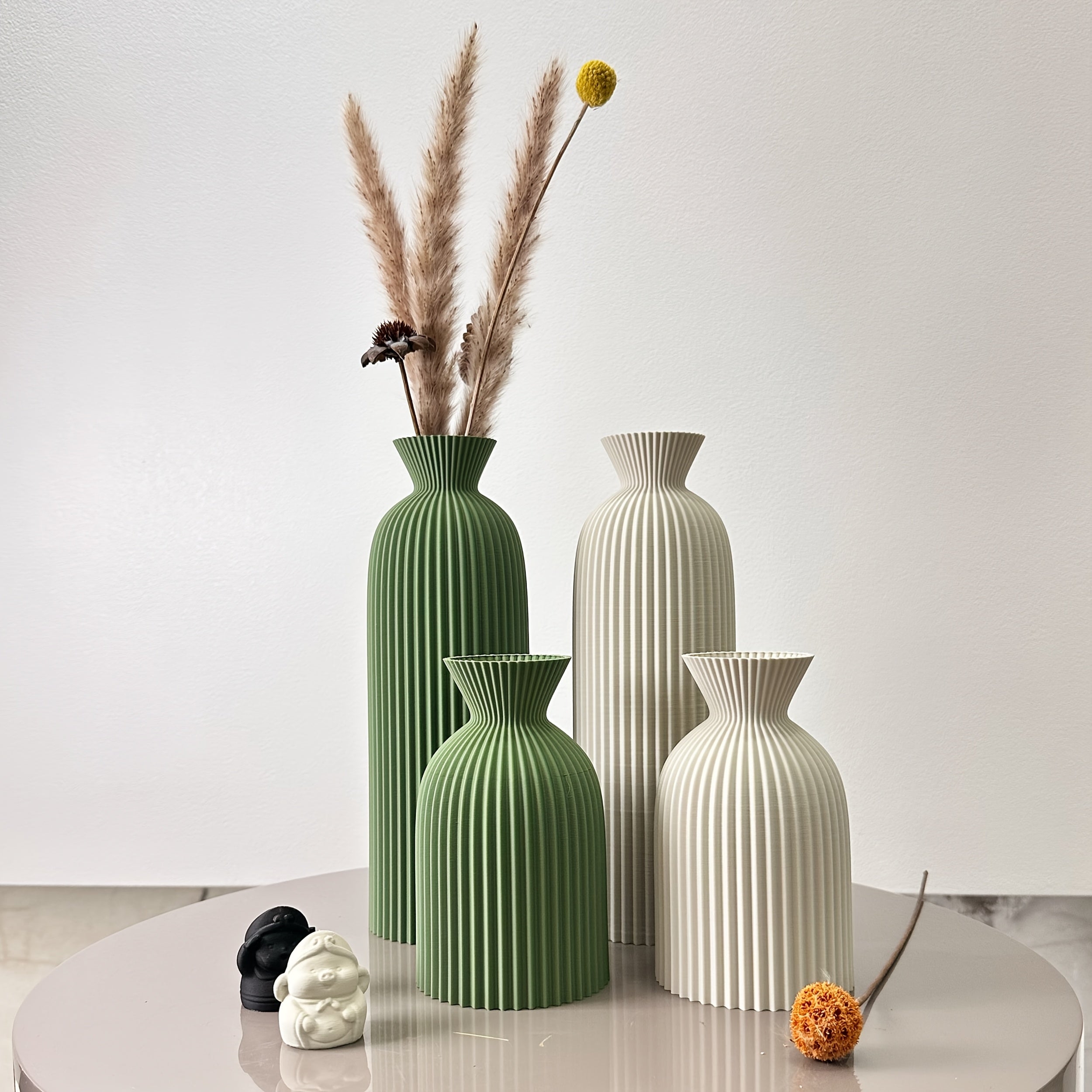 2pcs Set of Wavy Art Vases, Dried Flower Arrangement Vases, Suitable for Home Decoration Ornaments Vases, Entrance Hall Decoration Vases, Office Desktop Vase Ornaments