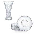 omcrikanpura Clear Crystal Vase 9.2 Inch Glass Flower Vases 4.5Inch Glass Dert Plates