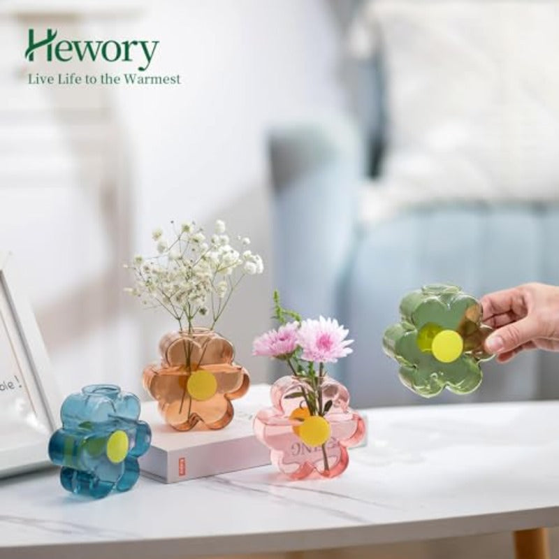 omcri4PCS Unique Small Vases for Flowers and 3PCS Glass Propagation Station