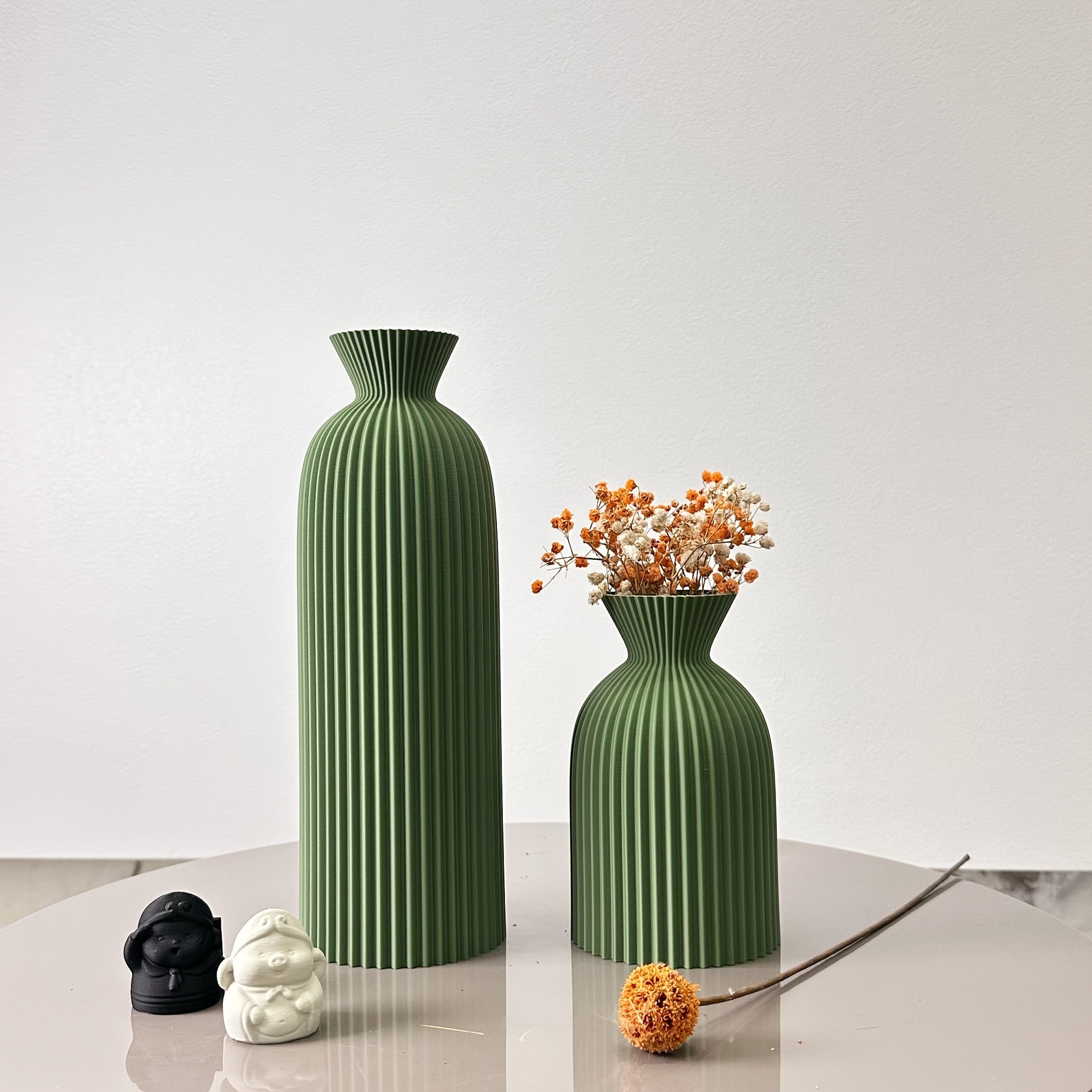 2pcs Set of Wavy Art Vases, Dried Flower Arrangement Vases, Suitable for Home Decoration Ornaments Vases, Entrance Hall Decoration Vases, Office Desktop Vase Ornaments