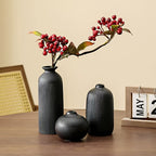 3pcs Nordic Creative Striped Ceramic Vase Set, High-End Home Living Room Dried Flower Arrangement Decorative Ornament, 3 Different Shaped Hydroponic Flower Vases, Holiday Gift, Wedding Decoration