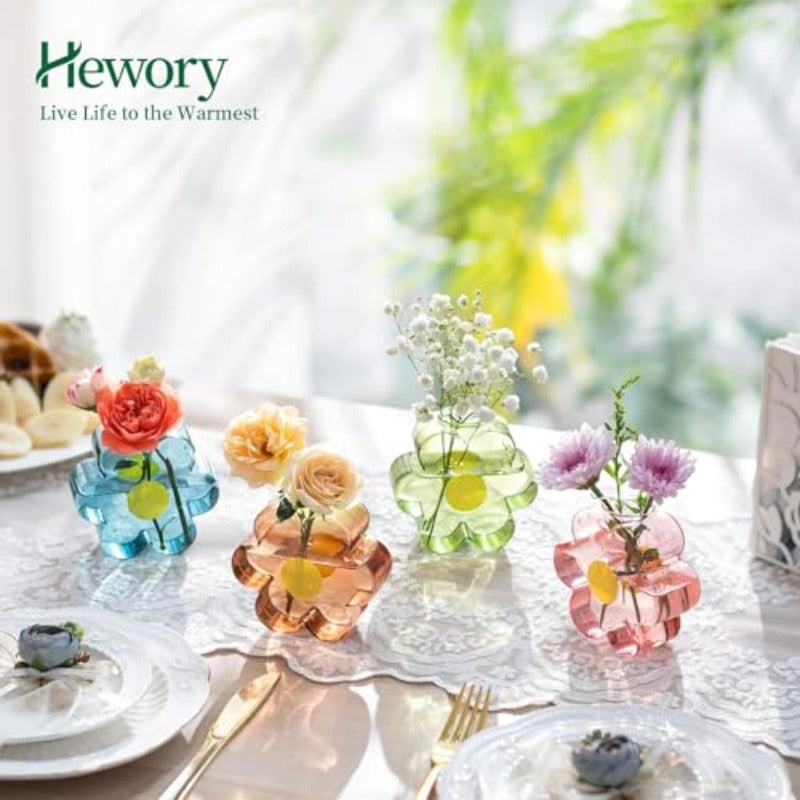omcri4PCS Unique Small Vases for Flowers and 3PCS Glass Propagation Station