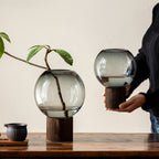 Luxury Easy Glass Vase | Transparent Pedestal Bud Vase for Living Room Table, Creative Chinese Art Flower Pot for Fresh Flower Arrangement